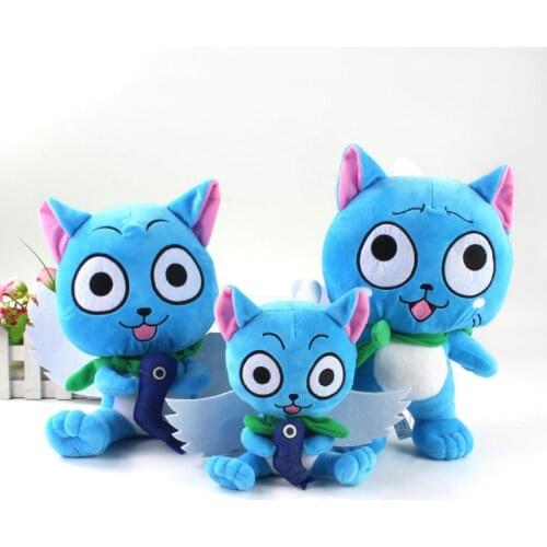 17-30cm 3styles Anime Fairy Tail Happy Plush Toys Blue Happy with fish Soft Stuffed Animals Dolls Gift for Kids