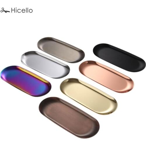 Candle Tray Stainless Steel Storage Plate Cosmetics Nordic Style Oval Aromatherapy small dish Rose Gold Silver Black Bronze