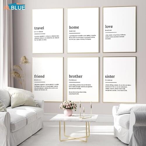 Home Friend Travel Love Family Meaning Quotes Nordic Poster Wall Decoration Prints Art Canvas Picture Living Room Decor Painting