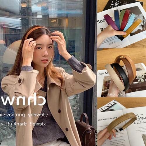 Sweet Pu Leather Headbands Fashion Solid Candy Color Hairbands for Women Girls New Hair Hoops Bands Ladies Hair Accessories