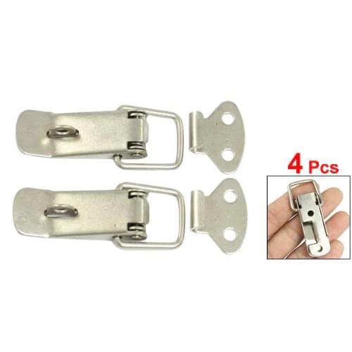 CLOS New 4 Pcs Silver Hardware Cabinet Boxes Spring Loaded Latch Catch Toggle Hasp