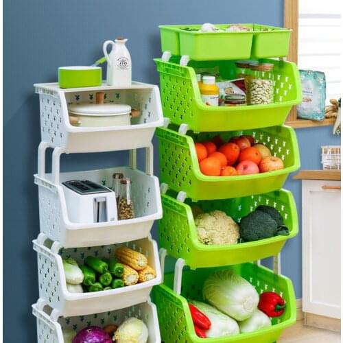 Widened bracket kitchen storage rack gravity-bearing large floor-type household seam vegetable basket vegetable basket toy
