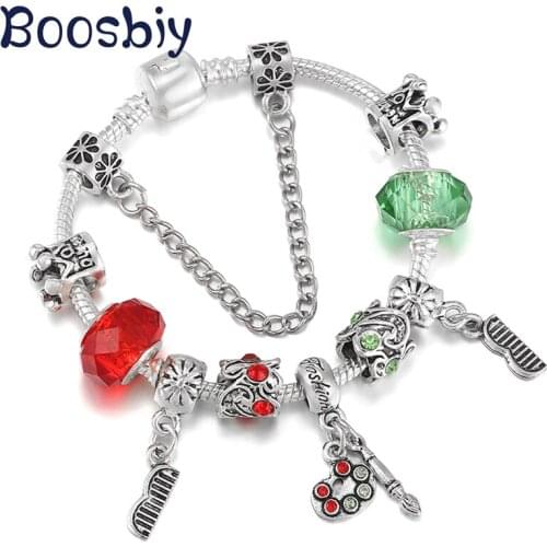 DIY Colorful Artists Palette Pendants Fits Silver Plated Snake Chain Charm Bracelets Romantic Jewelry Gift For Women