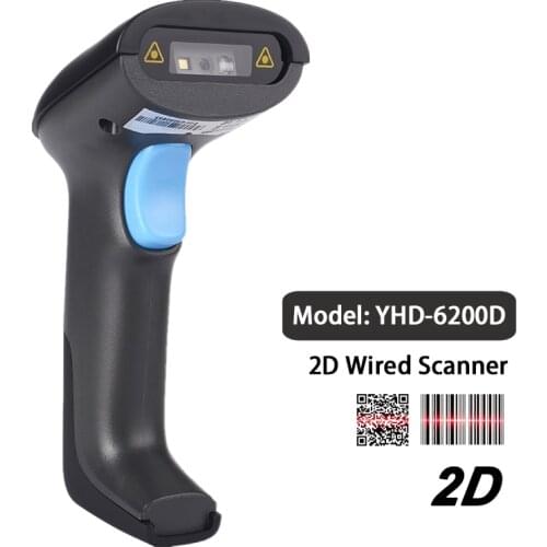 YHDAA Barcode Scanner 2D USB Handheld 1D QR Code CMOS Reader for Screen Payment Codes Scanning, Retail Library Office Warehouse