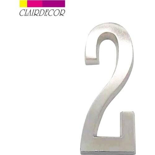 Adhesive 4" 101mm Height House Number Sticker Door Number for House Digits Zinc Alloy Satin Nickel Mailbox Address Sign #2