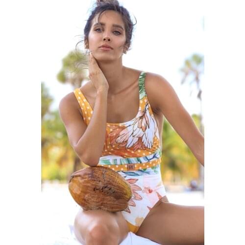 Sexy Print One Piece Swimsuit High Cut Swimwear Women Blet Bathing Suits Summer Beachwear Sexy Backless Bodysuit