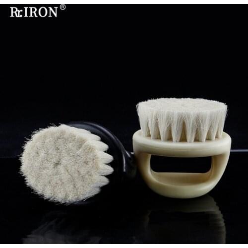 RIRON MenS Annular Wool Shaving Brush Plastic Portable Facial Beard Care Barber Beard Brush Professional Salon Cleaning Tools