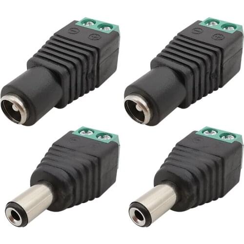 Male Female DC Connectors 5.5mmx2.1mm 5.5*2.1mm DC Power Plug Jack Adapter Cable Wire Connector for CCTV Camera LED Strip Light
