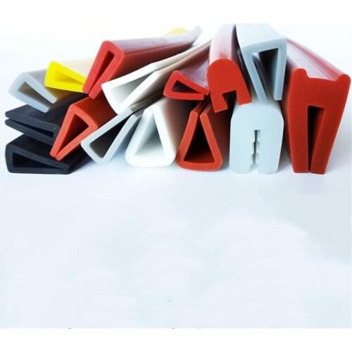 Silicone Rubber U Strip Bound 0.1-12mm thick Glass Metal Wood Panel Edge Encloser Shield White Red Gray Black