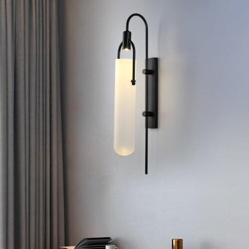 Modern Wall Lamps For Living Room Black Metal White Glass Led Wall Light Bedroom Bedside Reading Lamp Bathroom Mirrors Lighting