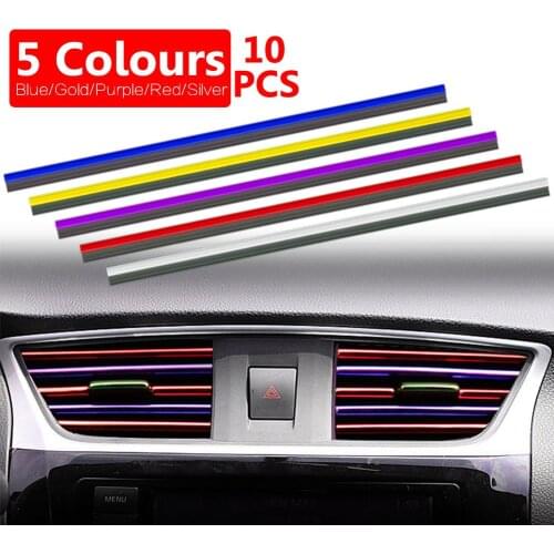 10Pcs Universal 20cm U Shape Car Air Conditioner Outlet Decorative Moulding Trim Strips Auto Accessories