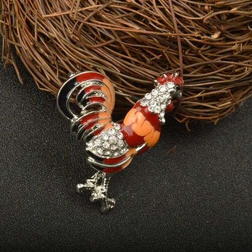 CAIZI High Quality Beautiful Crystal Cock Metal Brooch Animal Brooches for Womens Male Lapel Pin Designer Broche Bijoux Bridal
