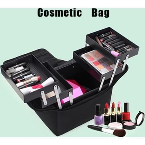High Quality Professional Cosmetic Bag Women Makeup Multilayer Clapboard Large Capacity Storage case Multilayer Suitcase