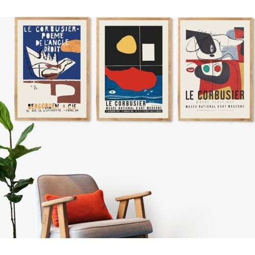 Le Corbusier Exhibition Poster 1954 French Art Museum Print Mid Century Modern Wall Art Pictures Canvas Painting Home Decor