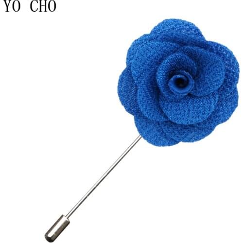 YO CHO Handmade Corsage Simple Boutonniere for Men Artificial Fabric Flower Groomsmen Wedding Meeting Unique Personal Decor 3pcs