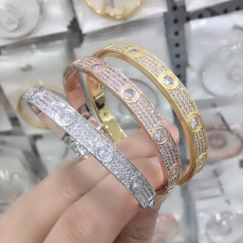 Zlxgirl jewelry High quality women size micro pave setting bangle jewelry fashion womens wedding bracelet bangle free bags