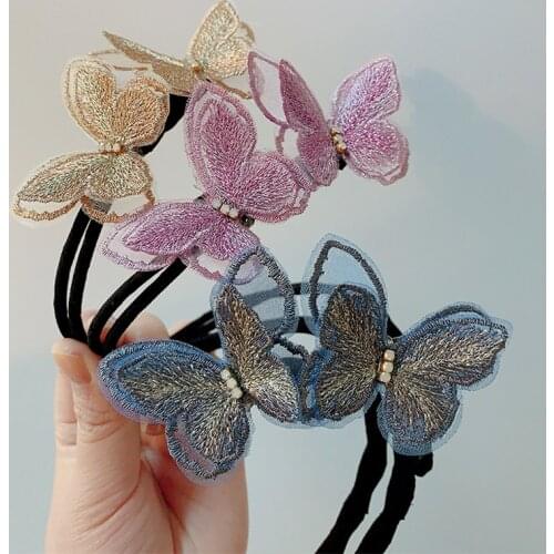 New Women Elegant Bud Chiffon Flowers Hairstyles Making Long Tools Sweet Headband Hairbands Fashion Hair Accessories