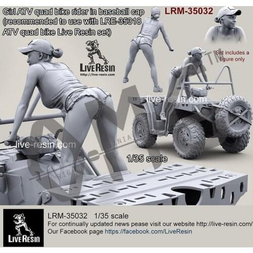 Live Resin LRM-35032 1/35 Girl rider on ATV quad bike in baseball cap