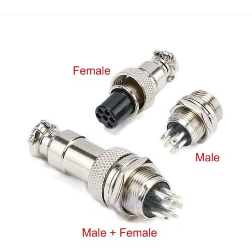 1Pcs GX16 Fixed-type Aviation Plug Socket 2/3/4/5/6/7/8 Pin Wire Panel Circular Connector Copper Alloy Inline Cable Jointer 16mm
