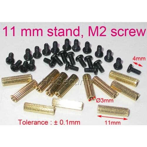 12pcs 11mm brass stand / brace / puncheon with M2-4mm screw (24pcs) for security camera PCB module installation assembly