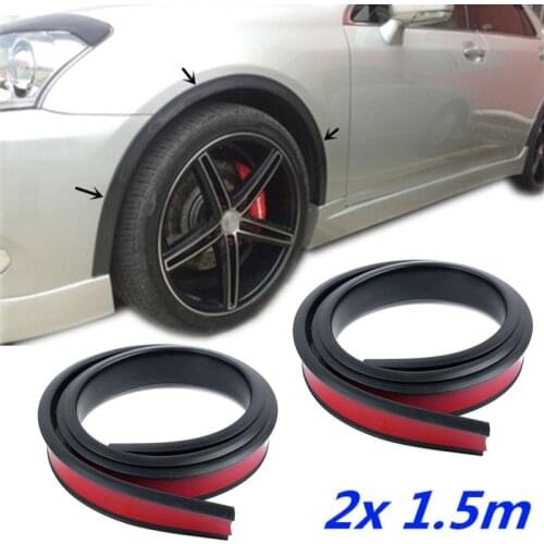 2pc Streips Car Wheel Protection Universal Rubber Arch Protector Car Fender 1.5M Anti-collision Strips Car Wheel Flares Sticker