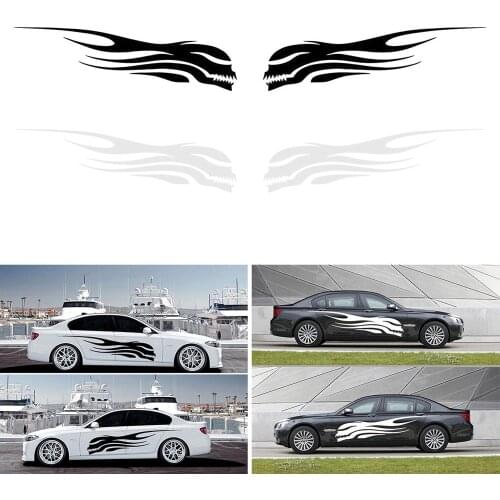 2PCS Flame Totem Automobile Stickers Stripe Graphic Body Applique Universal Model Cars Decoration Long Striped Stickers Dropship
