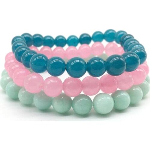 2019Transfer Luck Crystal Moonstone pink green Natural Stone Charm Bracelet Men Classic Beads Bracelet For women Jewelry Gifts