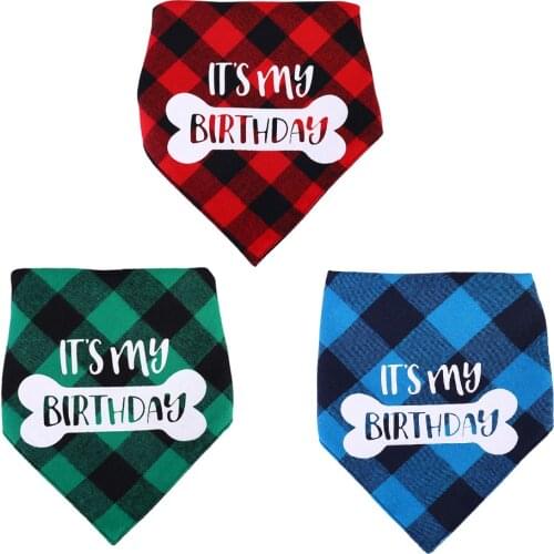 2020 Dog Bandana Birthday Plain Scarfs for Puppy Small Medium Large Dogs Reversible Pet Bandanas Accessories Bibs Kerchief Set