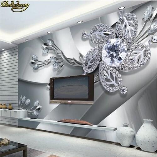 Beibehang 3d Stereo Diamond Cool Metallic Jewelery TV Wall Background Custom Photo Wallpaper Large Mural Wall Sticker