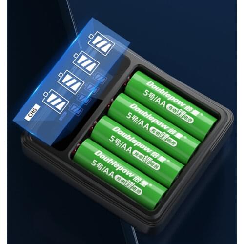 4PCS large capacity 1.5v AA 2400mWh rechargeable battery constant voltage fast charge lithium battery + 4 slot USB smart charger