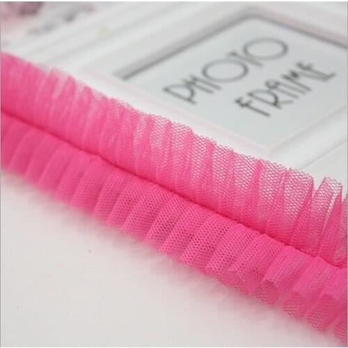 40Yards Lace Edge Trim 4cm Ruffle Pleated Purple Pink Rose Red Laces Fabric Wedding Ribbon Sewing