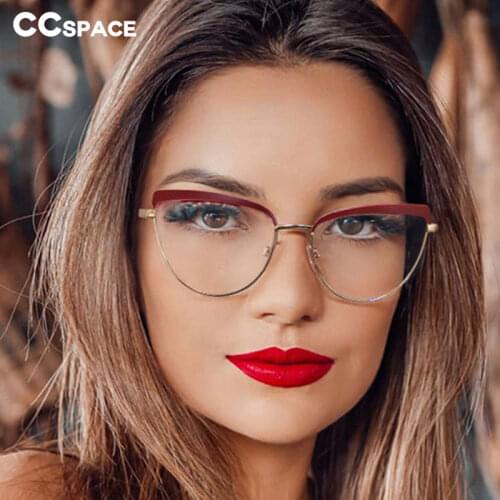 48158 Cat Eye Retro Metal Glasses Frames Ultralight Men Women Optical Fashion Computer Glasses