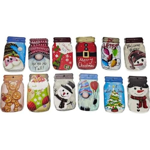 5PCS Christmas Wooden bottle Embellishment Unfinished DIY bottles Ornament Wood Snowflake Hanging Cutout