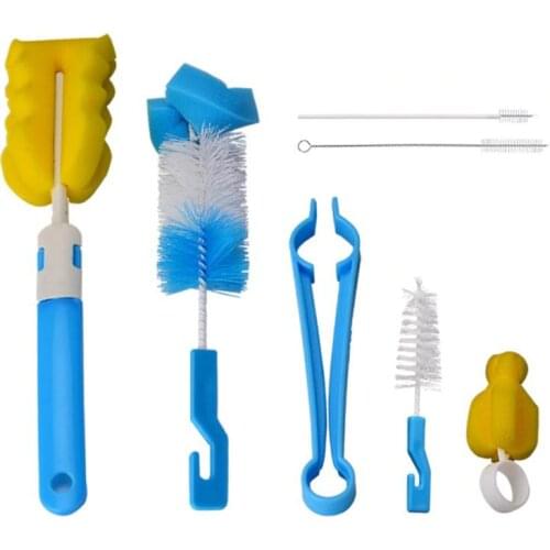 7Pcs 2 Colors Food Grade Multipurpose Cleaning Brush Set Baby Bottle Brush For Effective Cleaning For Baby Bottles Cleaning