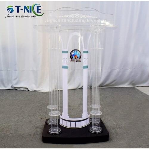 2021 AKLIKE Acrylic Podium Mimbar Gereja Church School Restaurant Reception With Cup Holder Modern Lecterns Commercial Furniture