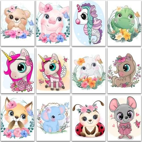 5D DIY Diamond Painting flowers animals unicorn fox dinosaur Full Square&Round mosaic embroidery Cross stitch home decor Sale