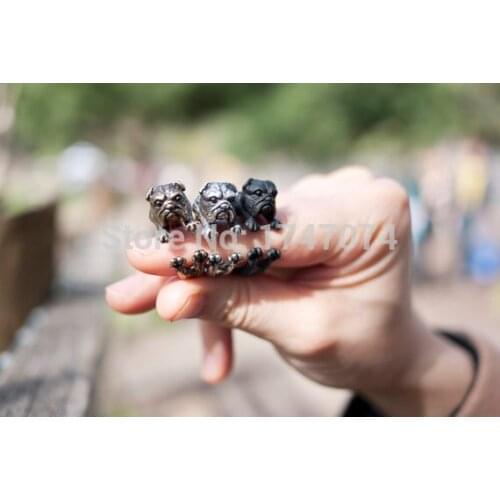 English bulldog ring gun metal /antique silver / antique bronze