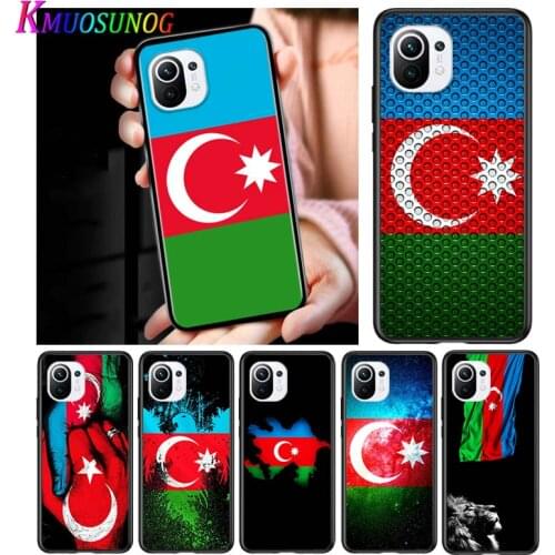 Azerbaijan Flag for Xiaomi Mi 11 10T Note 10 Ultra 5G 9 9T SE 8 A3 A2 A1 6X Pro Play F1 Lite 5G Black Phone Case