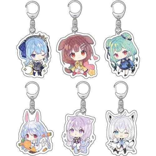 Cute Hololive Vtuber Q Version Figure Keychain Inugami Korone Shirakami Fubuki Usada Pekora Minato Aqua Keyring Bag Pendant Gift