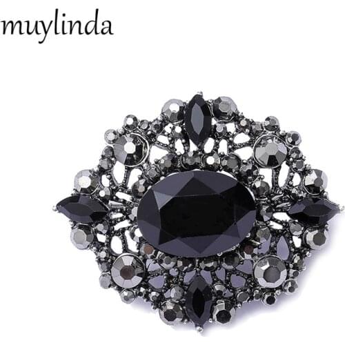 Muylinda Flower pin Baroque Crystal Brooch Vintage Rhinestone Pin Jewelry Metal Brooche For Women Men Banquet Party Clothes Pins