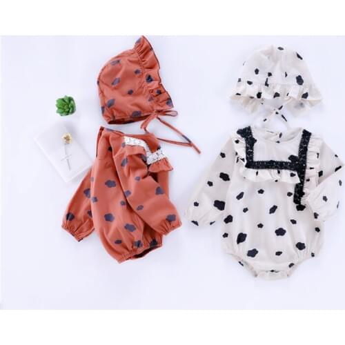 Baby Clothing Newborn Toddler Infant Baby Girls cloud printed Long Sleeve Romper Lace Jumpsuit Clothes cap Outfits