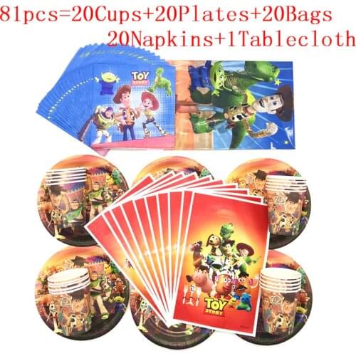 Disney Toy Story Theme Party Decoration Disposable Tableware Paper Cups Plates Baby Shower Banner Kids Birthday Party Supplies