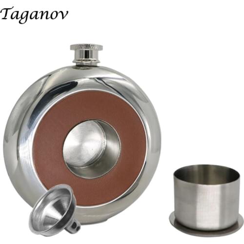 Whisky PU Leather Pie Hip Flask 5 OZ 150 ML Fine 304 Stainless Steel With a Small Glass Funnel Wine Pot Cup Barware Wine Bottle