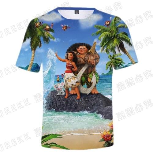 Disney Anime Moana Tee 3D Print T Shirt Men Women Children Casual Boy Girl Kids Summer Streetwear Short Sleeve Cool Tops T-shirt