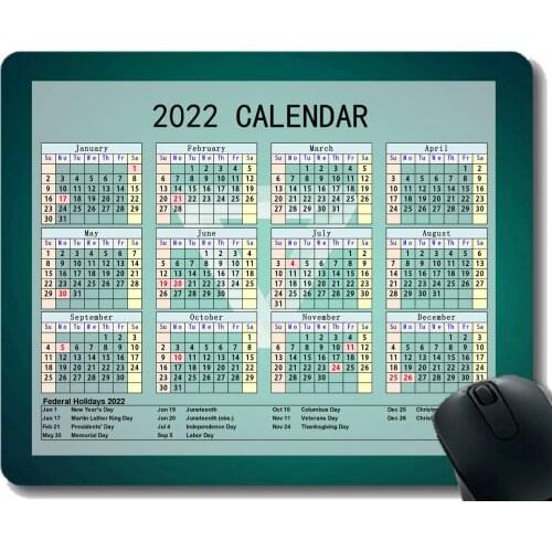 Gaming Mouse Pad 2022 Year Calendar with Holiday,Triangle Light Dark Shape Anti-Slip Rubber Mousepad with Durable Stitched Edges