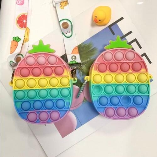 Push Bubble Fidget Toys Autism Special Needs Fidget Anxiety Stress Reliever Toy Strawberry Bag Rainbow Squeeze Adults Xmax Gifts