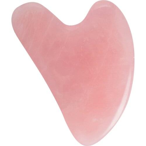 Rose Quartz Gua Sha Face Lift Tools, Natural Jade Stone Pink Scraping Board Face Sculpting Tool for Face Gua Sha Massage Tool
