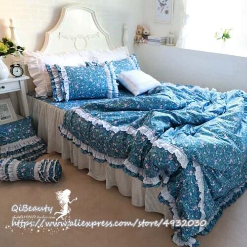 Korean-Style Floral Garden Princess 100% Cotton Bedding 100% Cotton 4-Piece Set