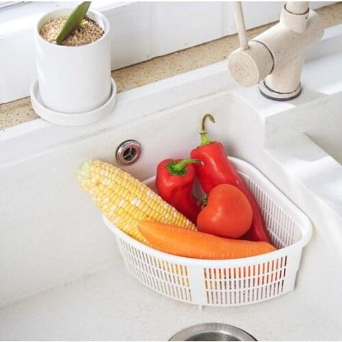 Kitchen Triangular Sink Strainer Drain Vegetable Fruit Drainer Basket Sponge Rack Storage Garbage Filter Basket For Sink