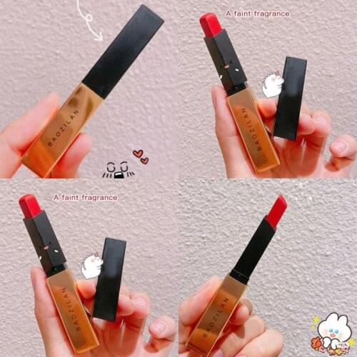 Square Small Gold Bar Lipstick Moisturizing Waterproof Long LastingMatte Lip Balm Bean Paste Color Lip Stick Cosmetics TSLM1
